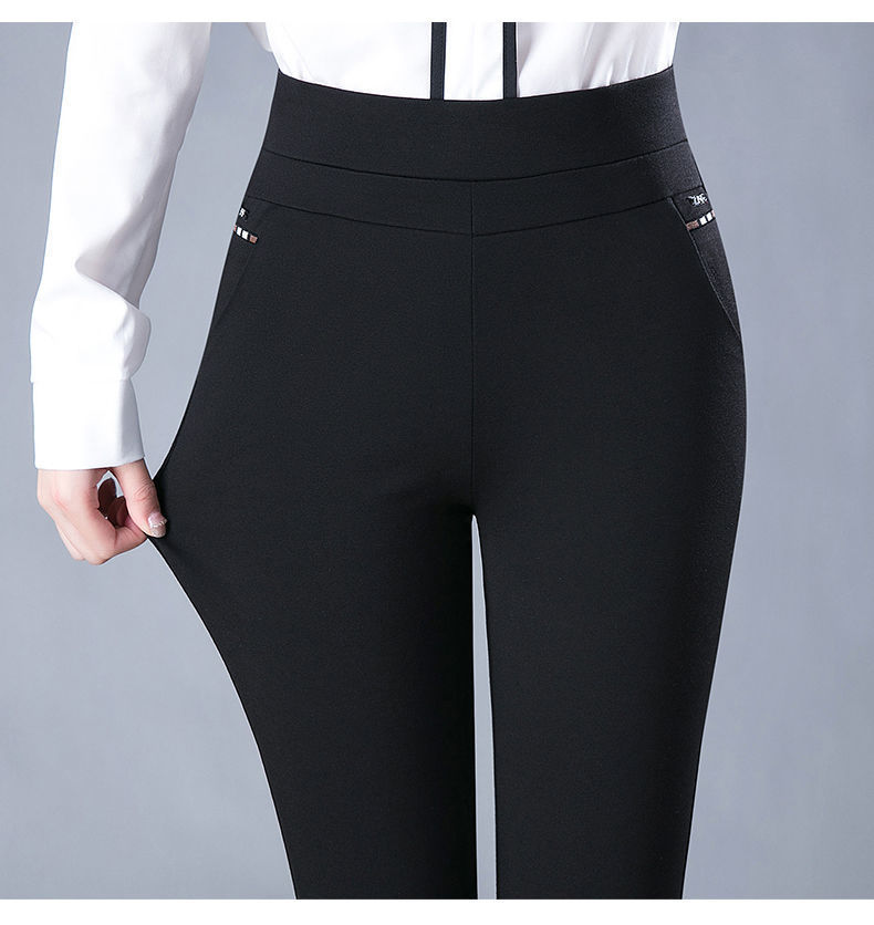 Denise – Elastische Hochbund Frühlings Freizeit Streifen Gerade Hose