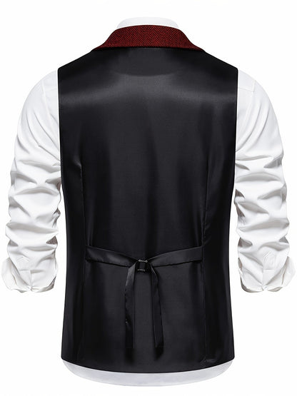 Herren Weste Klassisch Modern Business Hochzeit – Elegantes Herrenwesten-Design mit Reverskragen und Retro-Charme
