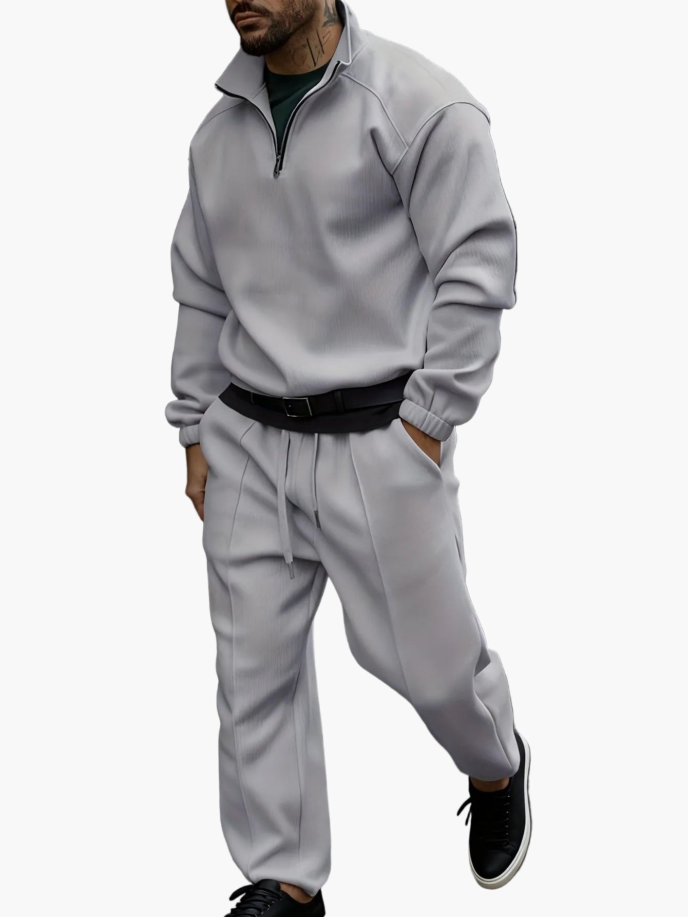 Herren Freizeit Trainingsanzug mit Reißverschluss – Modischer Streetwear Jogginganzug für Alltag und Sport