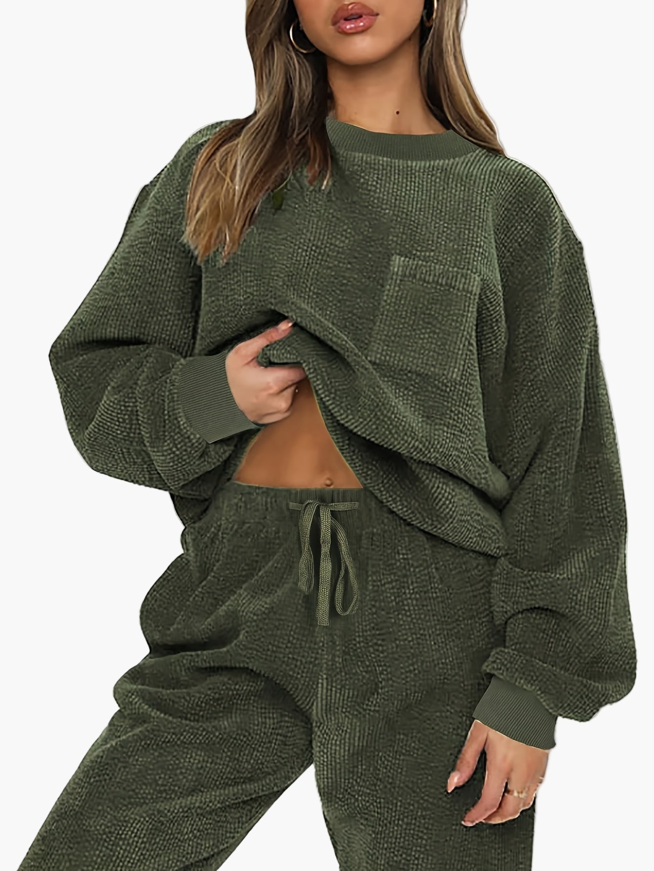 Damen Loungewear Set Zweiteiler – Bequemes Freizeit Outfit mit Oversize Pullover und Jogginghose