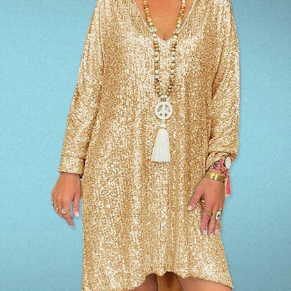 Damen Glitzer Paillettenkleid Elegant A-Linie für festliche Anlässe und Partys