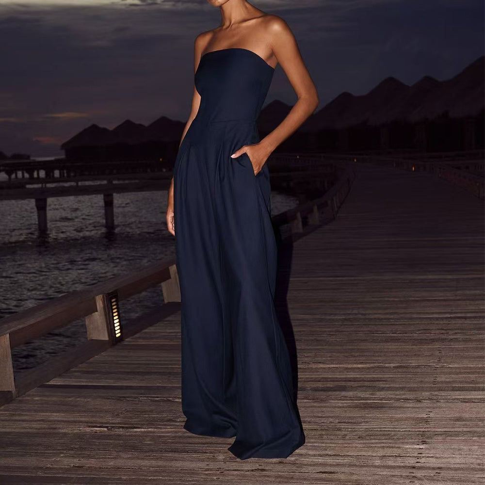 Sue – Weite Jumpsuit mit Rückenfreiheit und Tube-Top