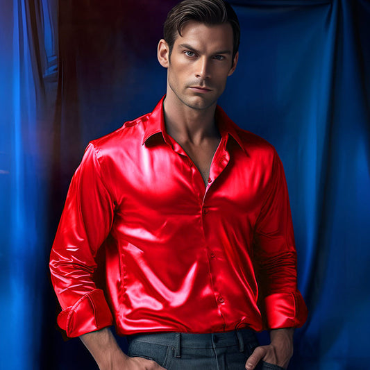 Matthew – Satin Hemd in Soliden Farben