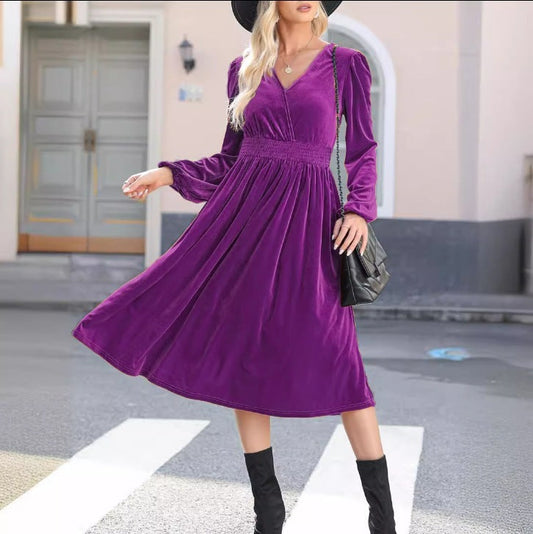 Shannon – Langärmliges Kleid in einfarbigem Design für Damen