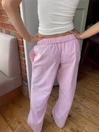 Janet – Elastische Weite Bein Hose mit vertikalen Streifen