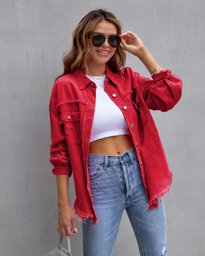 Phoebe – Modische Ripped Shirtjacke für Frauen im Herbst und Frühling
