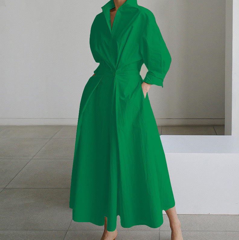 Charlotte – Langärmliges Blusen-Kleid mit elastischer Taille