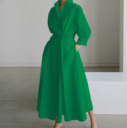 Charlotte – Langärmliges Blusen-Kleid mit elastischer Taille