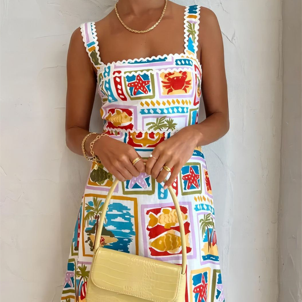 Audrey – Graffiti Träger-Röhrenkleid