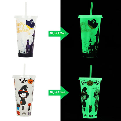 Halloween Becher mit Strohhalm – Kreativer Trinkbecher für gruselige Partys & Deko
