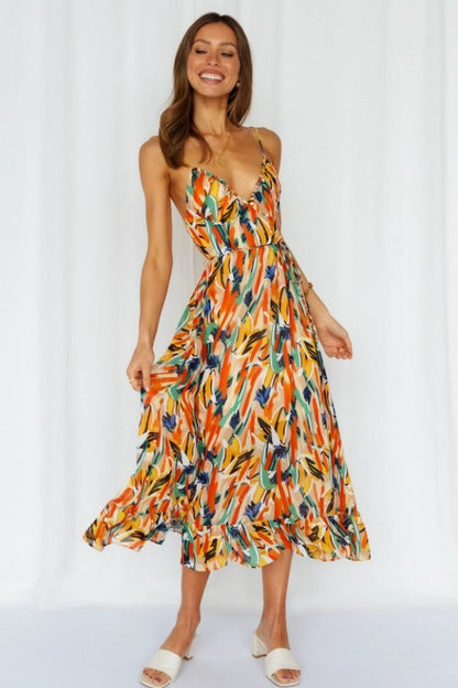 Diana – Boho-Schulterfreies Print-Kleid