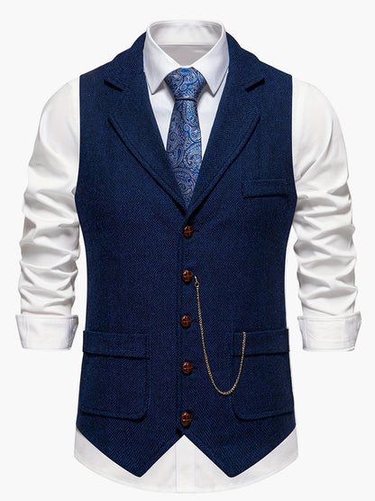 Herren Weste Klassisch Modern Business Hochzeit – Elegantes Herrenwesten-Design mit Reverskragen und Retro-Charme