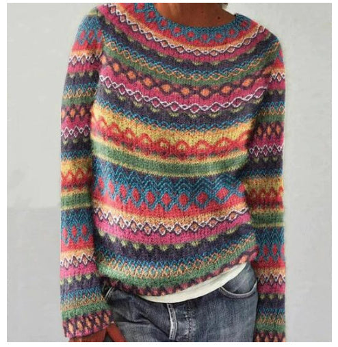 Melissa – Multicolor Rundhals Pullover mit lockerer Passform