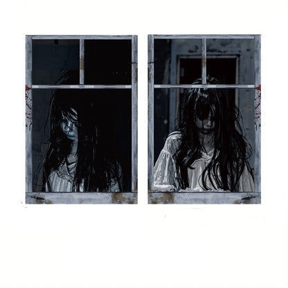 Halloween Fensterdeko – Gruselige Nonnenfigur für Spukhaus & Party