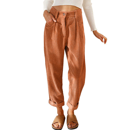 Marie – Hochtaillierte lässige Cordhose mit geradem Schnitt