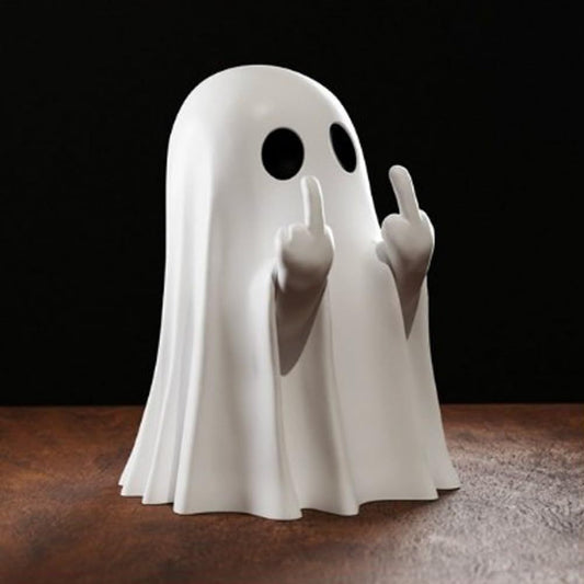 Halloween Dekofigur Geist mit Mittelfinger – Lustige und Freche Halloween Dekoration
