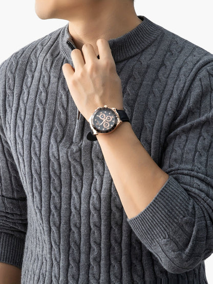 Herren Pullover mit Zopfmuster und Stehkragen – Modischer Strickpullover für Herbst und Winter, Casual Stil