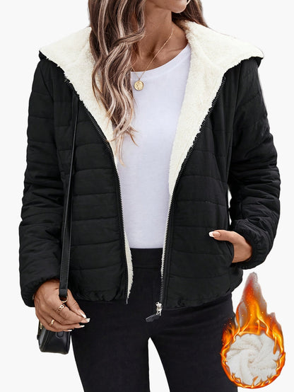 Damen Kapuzenjacke mit Fleecefutter – Bequemer Casual-Style für Herbst & Winter