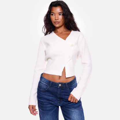 Tanya – Knopf-Cardigan aus veganem Material