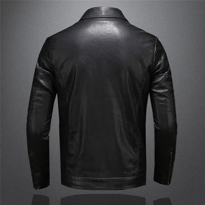 Herren Kunstlederjacke im klassischen Biker-Stil – Elegante Übergangsjacke für Alltag & Freizeit