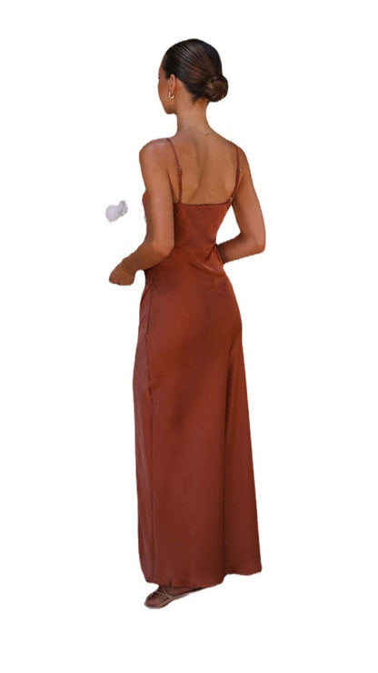 Sharon – Sommerliches einfarbiges Split-Kleid für Damen