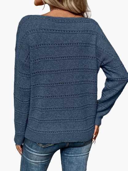 Damen Strickpullover Elegant Lässiger Herbst Winter Rundhals