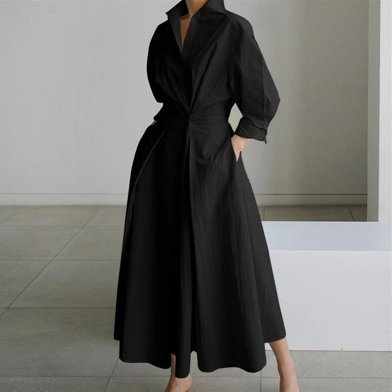 Charlotte – Langärmliges Blusen-Kleid mit elastischer Taille