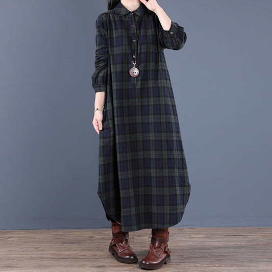 Marie – Baumwoll-Lapel Kleid mit langen Ärmeln für Mädchen
