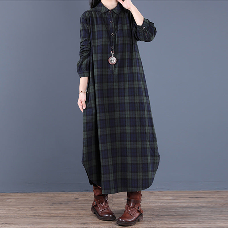 Marie – Baumwoll-Lapel Kleid mit langen Ärmeln für Mädchen