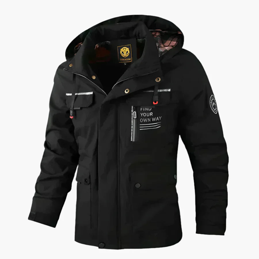 Herren Winter Outdoorjacke mit Kapuze – Winddichte & Wasserdichte Multifunktionsjacke für Alltag und Abenteuer