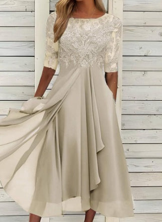 Shannon – Chiffon Kleid mit Spitzen-Ausschnitten für Damen