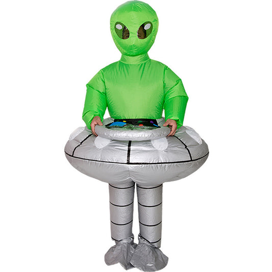 Halloween Kinder Kostüm Aufblasbarer Außerirdischer mit UFO – Lustiges Alien Kostüm für Halloween Party & Karneval
