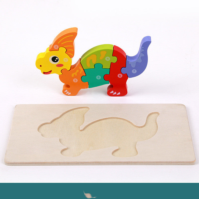 Kinder Dinosaurier Holzpuzzle 3D Lernspielzeug – pädagogisches Steckpuzzle ab 4 Jahren