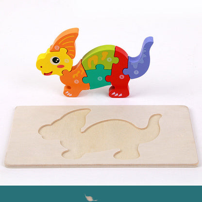 Kinder Dinosaurier Holzpuzzle 3D Lernspielzeug – pädagogisches Steckpuzzle ab 4 Jahren