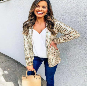 Amanda – Elegant funkelnder Blazer mit langen Ärmeln