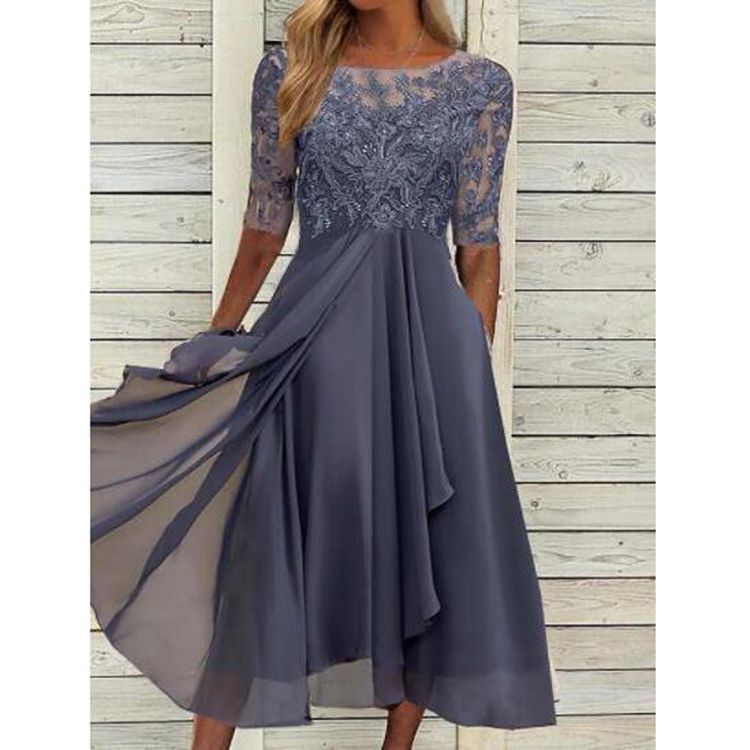 Shannon – Chiffon Kleid mit Spitzen-Ausschnitten für Damen
