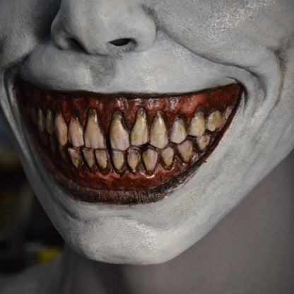 Halloween Latexmaske Dämon mit weißen Augen – Gruselige Unisex Kostümmaske für Partys & Dekoration
