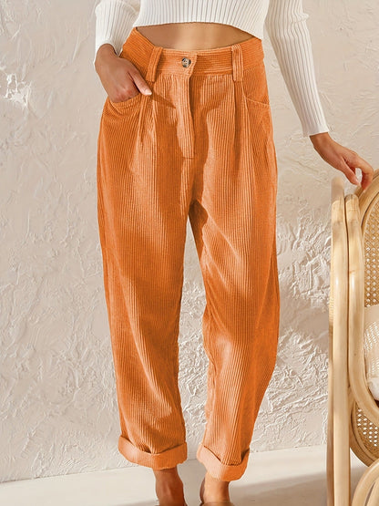 Marie – Hochtaillierte lässige Cordhose mit geradem Schnitt