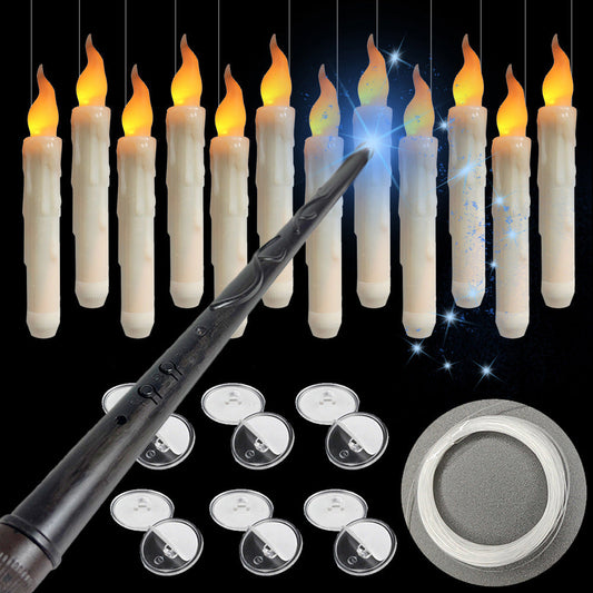 Halloween Magische Schwebende LED Kerzen mit Zauberstab – Partydeko und Spuk-Atmosphäre