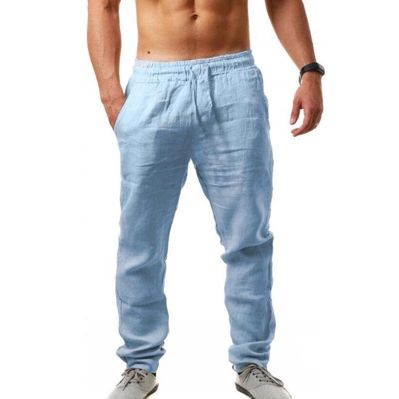 Sommerhose Herren – Leichte Leinenhose mit Gummibund für Freizeit & Strand