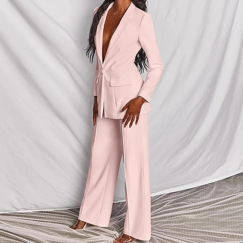 Damen Business Anzug Set – Eleganter Blazer mit weiter Hose für Büro, Events & Alltag