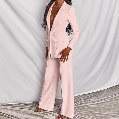 Damen Business Anzug Set – Eleganter Blazer mit weiter Hose für Büro, Events & Alltag
