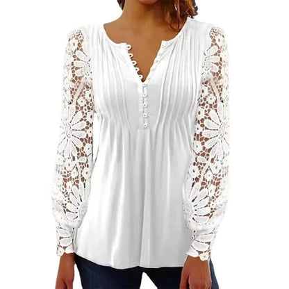 Stan – Damen T-Shirt mit Spitzenärmeln und Falten