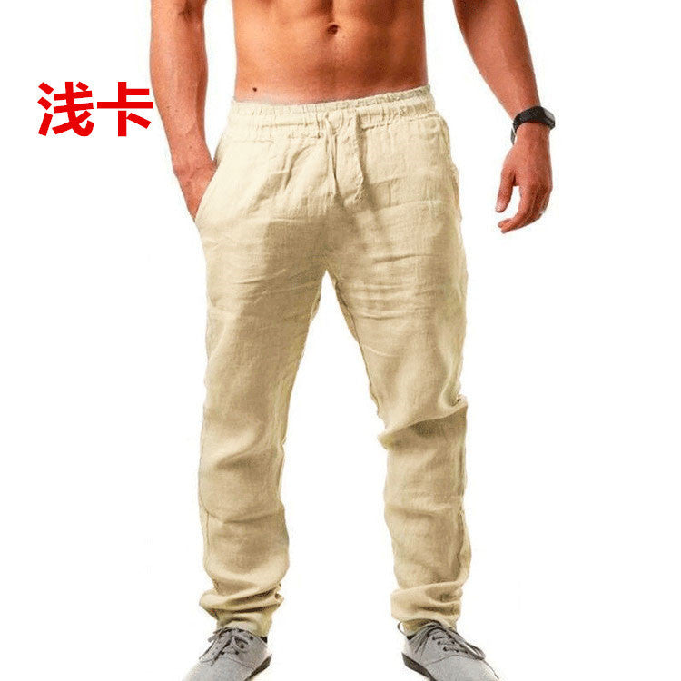 Sommerhose Herren – Leichte Leinenhose mit Gummibund für Freizeit & Strand