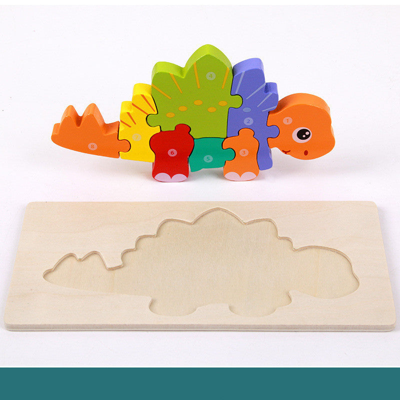 Kinder Dinosaurier Holzpuzzle 3D Lernspielzeug – pädagogisches Steckpuzzle ab 4 Jahren