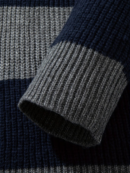 Herren Strickpullover im lässigen Streifen-Design für Herbst und Winter