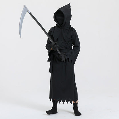 Halloween Kinder Grim Reaper Kostüm – Unisex Sensenmann Verkleidung für Halloween Party & Trick-or-Treat