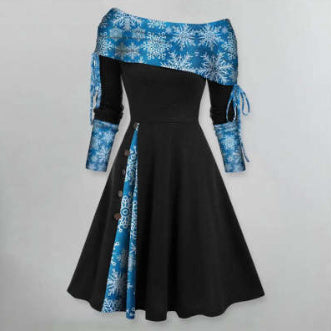 Natalie – Langes, schwingendes Ein-Schulter-Kleid mit langen Ärmeln