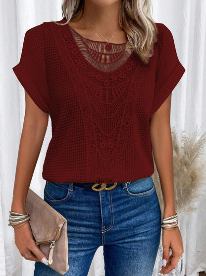 Megan – Sommerliches Kurzarm-T-Shirt mit Ausschnitt für Damen