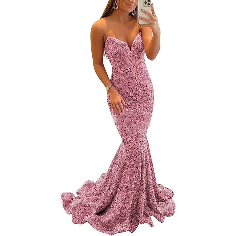 Pamela – Glitzerndes Abendkleid für Frauen mit sexy langem Schnitt